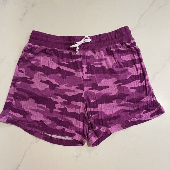 Little Sleepies Womens Pajama Set Top & Shorts Berry Camo Purple Size Small EUC - Picture 3 of 7